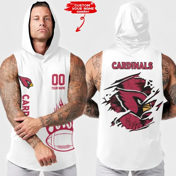 Arizona Cardinals Men's Workout Hooded Tank Top Summer Fitness Training Hoodie Sleeveless style 2025 AZHTT525