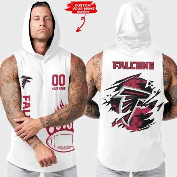 Atlanta Falcons Men's Workout Hooded Tank Top Summer Fitness Training Hoodie Sleeveless style 2025 AZHTT526