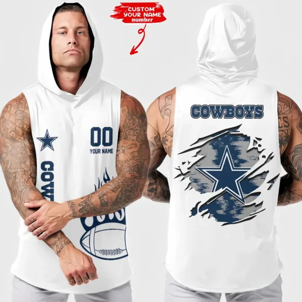 Dallas Cowboys Men's Workout Hooded Tank Top Summer Fitness Training Hoodie Sleeveless style 2025 AZHTT533