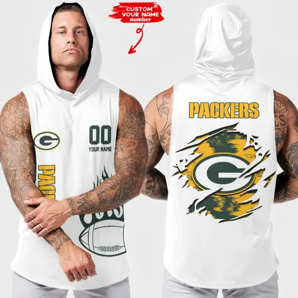 Green Bay Packers Men's Workout Hooded Tank Top Summer Fitness Training Hoodie Sleeveless style 2025 AZHTT536