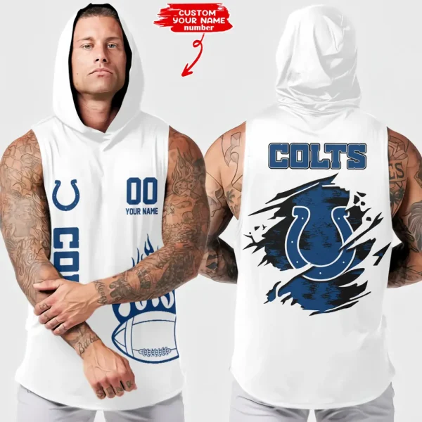 Indianapolis Colts Men's Workout Hooded Tank Top Summer Fitness Training Hoodie Sleeveless style 2025 AZHTT538