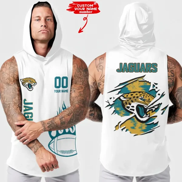 Jacksonville Jaguars Men's Workout Hooded Tank Top Summer Fitness Training Hoodie Sleeveless style 2025 AZHTT539
