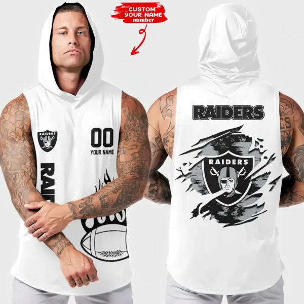 Las Vegas Raiders Men's Workout Hooded Tank Top Summer Fitness Training Hoodie Sleeveless style 2025 AZHTT541