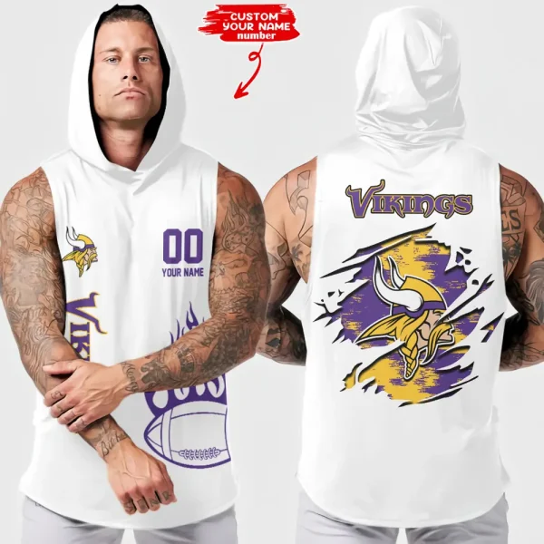 Minnesota Vikings Men's Workout Hooded Tank Top Summer Fitness Training Hoodie Sleeveless style 2025 AZHTT545