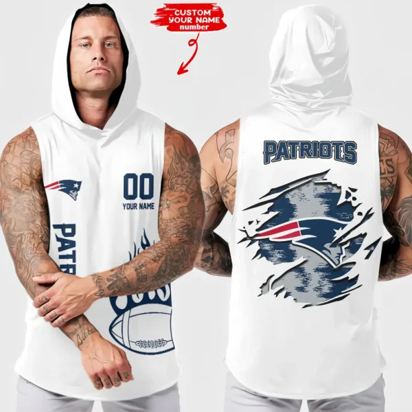 New England Patriots Men's Workout Hooded Tank Top Summer Fitness Training Hoodie Sleeveless style 2025 AZHTT546