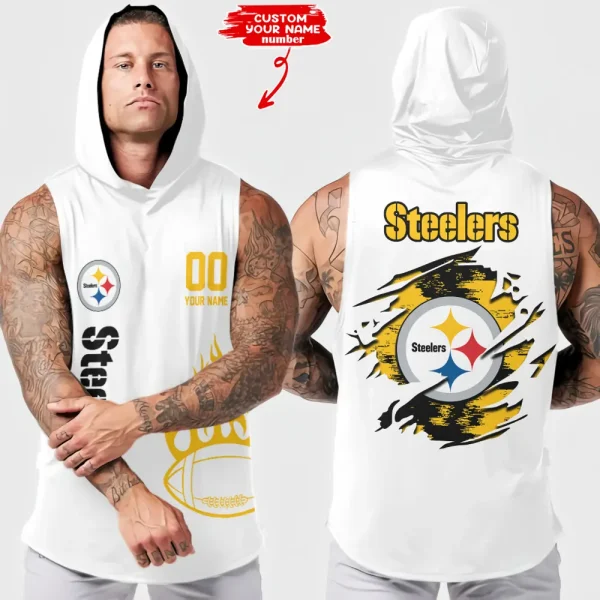 Pittsburgh Steelers Men's Workout Hooded Tank Top Summer Fitness Training Hoodie Sleeveless style 2025 AZHTT551