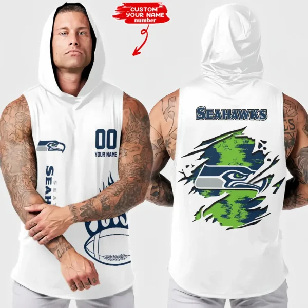 Seattle Seahawks Men's Workout Hooded Tank Top Summer Fitness Training Hoodie Sleeveless style 2025 AZHTT553