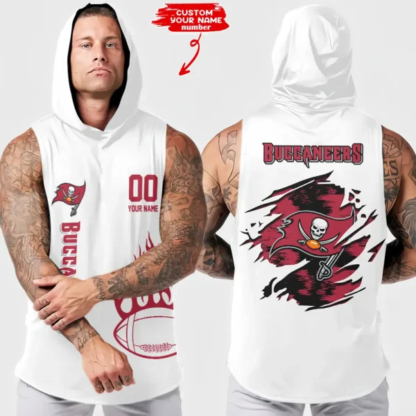 Tampa Bay Buccaneers Men's Workout Hooded Tank Top Summer Fitness Training Hoodie Sleeveless style 2025 AZHTT554