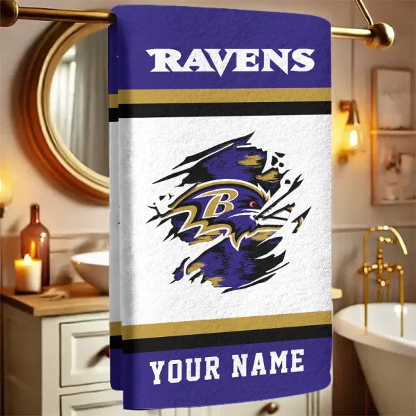 Baltimore Ravens New Bath Towel Custom Any Name Gift For Fan SPTNBATHTOWEL035