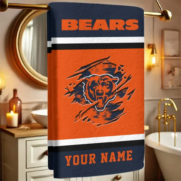 Chicago Bears New Bath Towel Custom Any Name Gift For Fan SPTNBATHTOWEL038