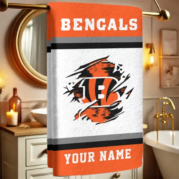 Cincinnati Bengals New Bath Towel Custom Any Name Gift For Fan SPTNBATHTOWEL039