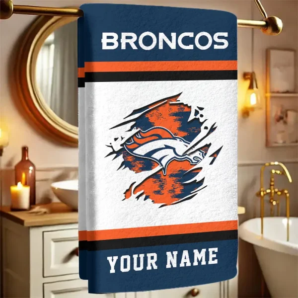 Denver Broncos New Bath Towel Custom Any Name Gift For Fan SPTNBATHTOWEL042
