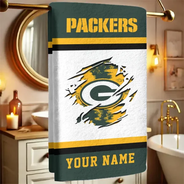 Green Bay Packers New Bath Towel Custom Any Name Gift For Fan SPTNBATHTOWEL044