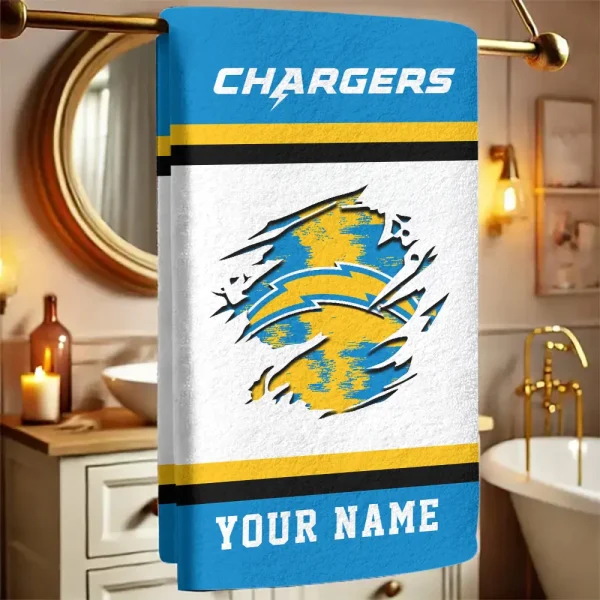 Los Angeles Chargers New Bath Towel Custom Any Name Gift For Fan SPTNBATHTOWEL050