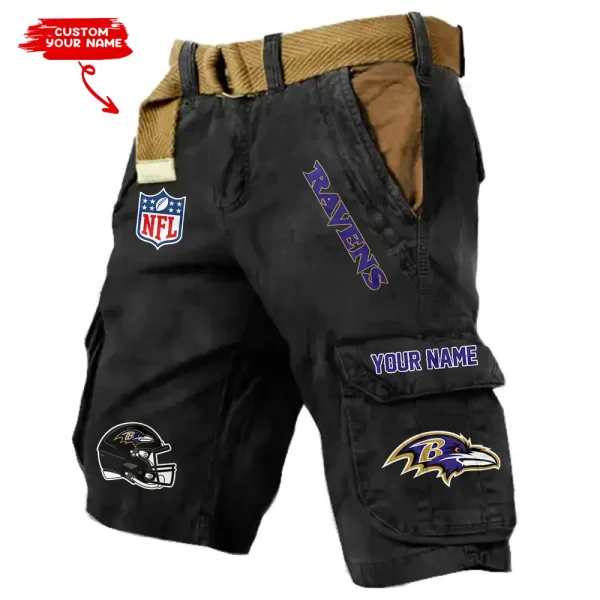 Baltimore Ravens Pocket Print Cargo Shorts (Belt Not Included) trending 2025 S9MCS433 - Image 2