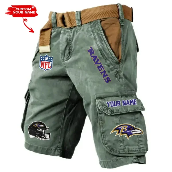 Baltimore Ravens Pocket Print Cargo Shorts (Belt Not Included) trending 2025 S9MCS433 - Image 3