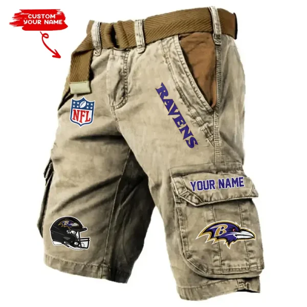 Baltimore Ravens Pocket Print Cargo Shorts (Belt Not Included) trending 2025 S9MCS433