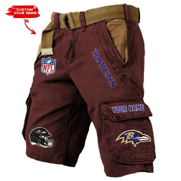 Baltimore Ravens Pocket Print Cargo Shorts (Belt Not Included) trending 2025 S9MCS433 - Image 5
