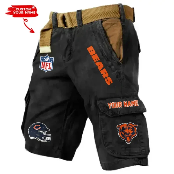 Chicago Bears Pocket Print Cargo Shorts (Belt Not Included) trending 2025 S9MCS436