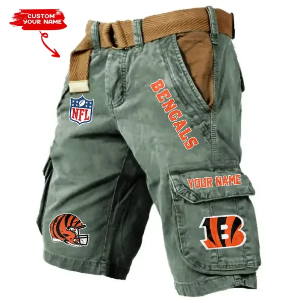 Cincinnati Bengals Pocket Print Cargo Shorts (Belt Not Included) trending 2025 S9MCS437