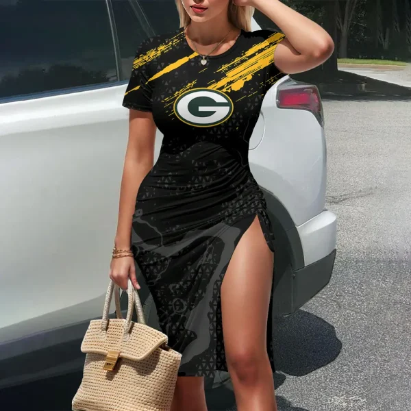 Green Bay Packers Women's Slit Bodycon Dress New 2025 S9SBD176