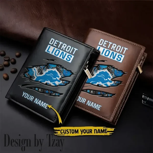 Detroit Lions Men Wallet Pu Leather Gift Purse SPTLVW997