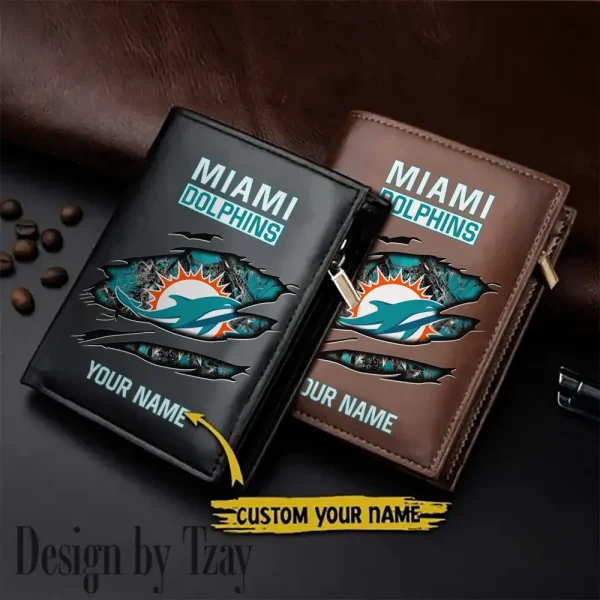 Miami Dolphins Men Wallet Pu Leather Gift Purse SPTLVW1006