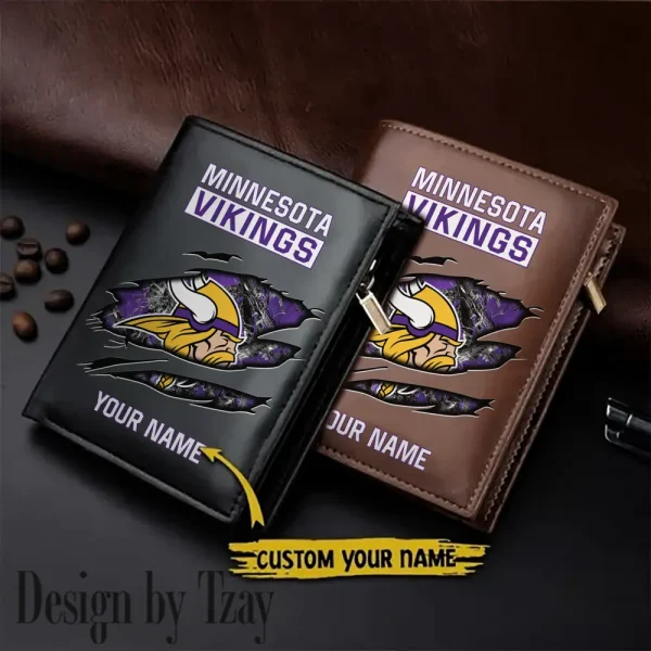 Minnesota Vikings Men Wallet Pu Leather Gift Purse SPTLVW1007