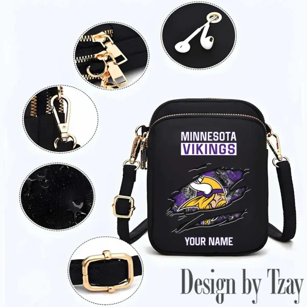 Minnesota Vikings Cute Shoulder Bag With Colorful Canvas Zipper Printed S9CBB540 - Image 2