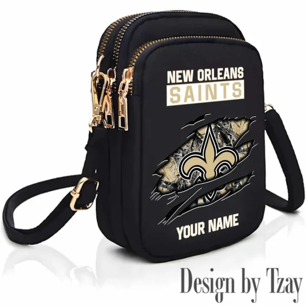 New Orleans Saints Cute Shoulder Bag With Colorful Canvas Zipper Printed S9CBB542 - Image 3