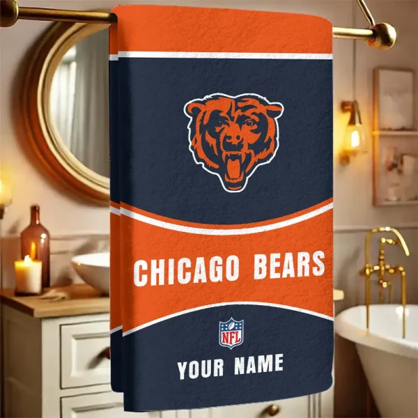 Chicago Bears New Bath Towel Custom Any Name Gift For Fan SPTNBATHTOWEL070