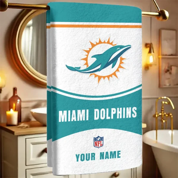 Miami Dolphins New Bath Towel Custom Any Name Gift For Fan SPTNBATHTOWEL084