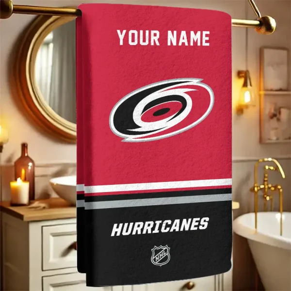 Carolina Hurricanes  NHL New Bath Towel Custom Any Name Gift For Fan SPTNBATHTOWEL101