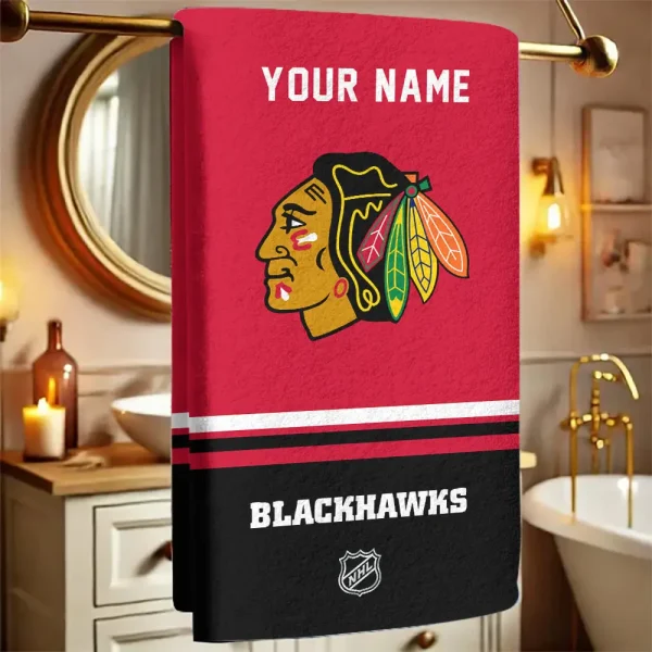 Chicago Blackhawks NHL New Bath Towel Custom Any Name Gift For Fan SPTNBATHTOWEL102