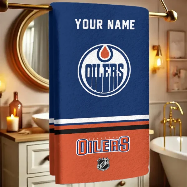 Edmonton Oilers NHL New Bath Towel Custom Any Name Gift For Fan SPTNBATHTOWEL107