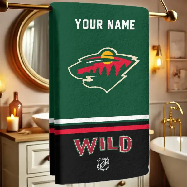 Minnesota Wild NHL New Bath Towel Custom Any Name Gift For Fan SPTNBATHTOWEL110