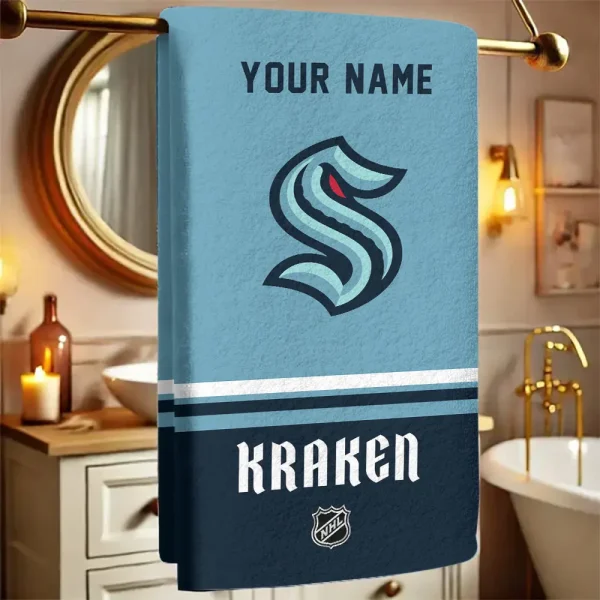 Seattle Kraken NHL New Bath Towel Custom Any Name Gift For Fan SPTNBATHTOWEL120
