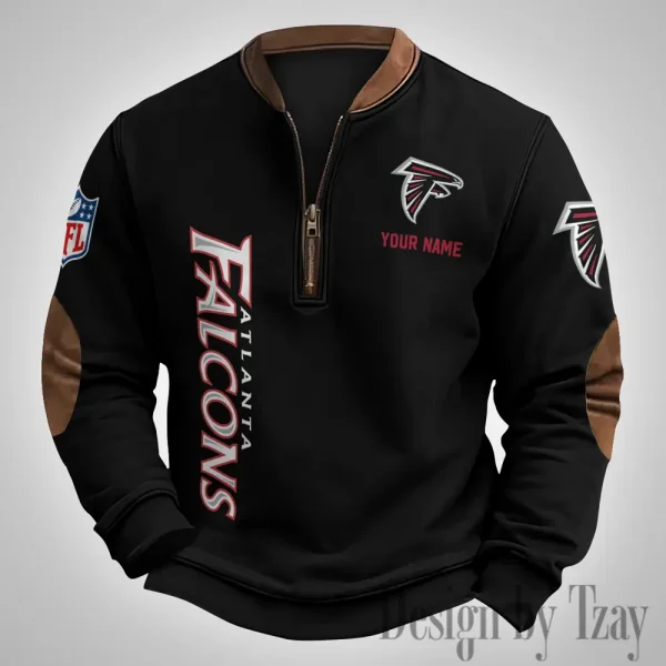 Atlanta Falcons Men's Vintage Zipper Stand Collar Sweatshirt S9MPZNS239 - Image 3