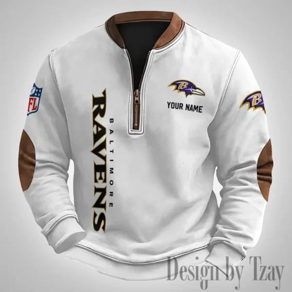 Baltimore Ravens Men's Vintage Zipper Stand Collar Sweatshirt S9MPZNS240 - Image 2