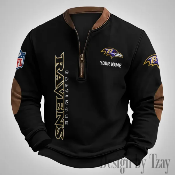 Baltimore Ravens Men's Vintage Zipper Stand Collar Sweatshirt S9MPZNS240 - Image 3