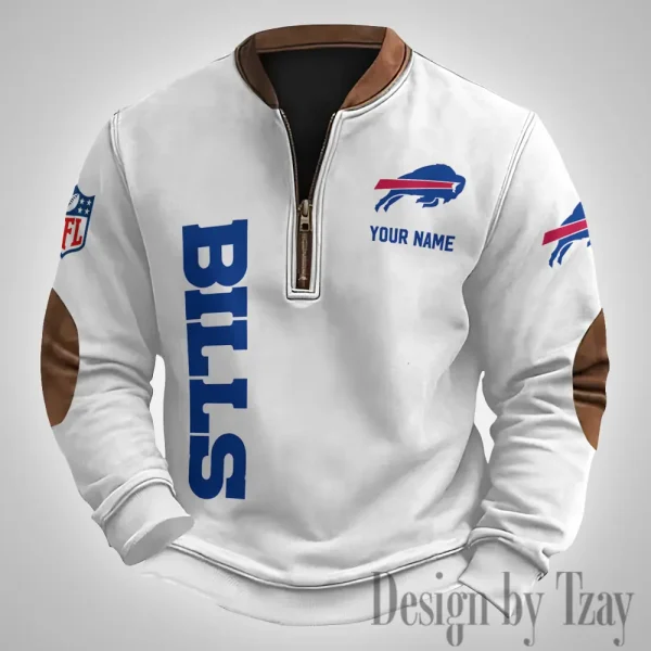 Buffalo Bills Men's Vintage Zipper Stand Collar Sweatshirt S9MPZNS241 - Image 2