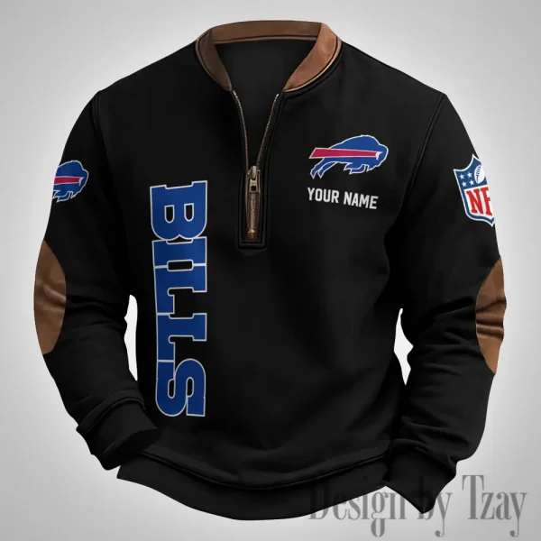 Buffalo Bills Men's Vintage Zipper Stand Collar Sweatshirt S9MPZNS241 - Image 3