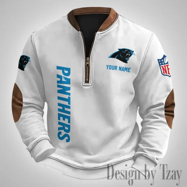 Carolina Panthers Men's Vintage Zipper Stand Collar Sweatshirt S9MPZNS242 - Image 2