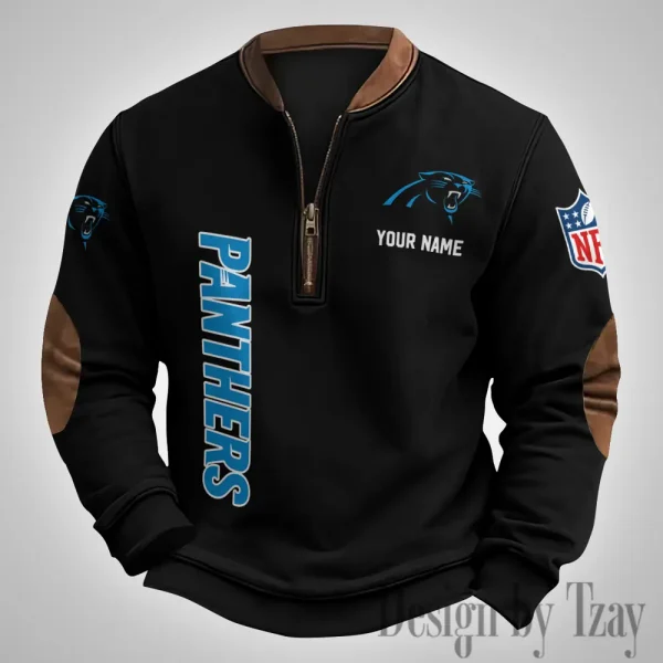 Carolina Panthers Men's Vintage Zipper Stand Collar Sweatshirt S9MPZNS242 - Image 3