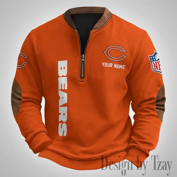 Chicago Bears Men's Vintage Zipper Stand Collar Sweatshirt S9MPZNS243