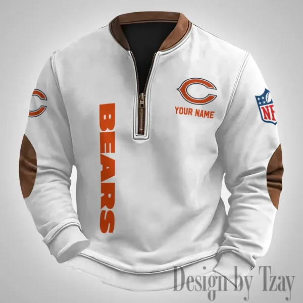 Chicago Bears Men's Vintage Zipper Stand Collar Sweatshirt S9MPZNS243 - Image 2