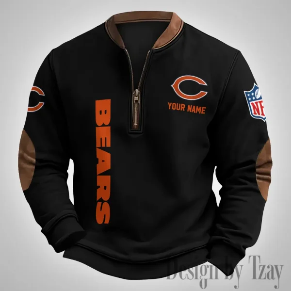 Chicago Bears Men's Vintage Zipper Stand Collar Sweatshirt S9MPZNS243 - Image 3