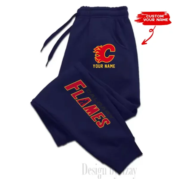 Calgary Flames Custom Long Sweatpants Jogger BGJGPSP318 - Image 2