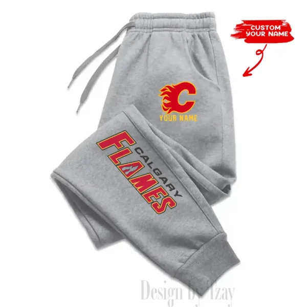 Calgary Flames Custom Long Sweatpants Jogger BGJGPSP318 - Image 3