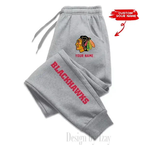 Chicago Blackhawks Custom Long Sweatpants Jogger BGJGPSP320 - Image 3